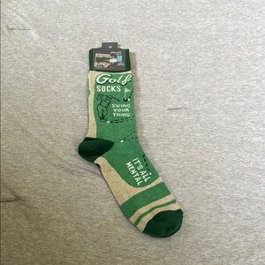 Blue Q Golf-Themed Green and Cream Socks